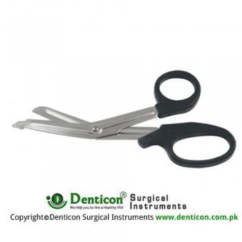 Universal Bandage Scissor Plastic Handle - Black Stainless Steel, 16 cm - 6 1/4"